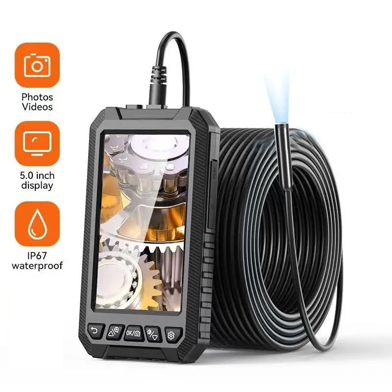 

Single&Dual Lens Industrial Endoscope Camera 8mm 5.0Inch IPS HD1080P Inspection Camera Borescope for Car Sewer IP67 Waterproof
