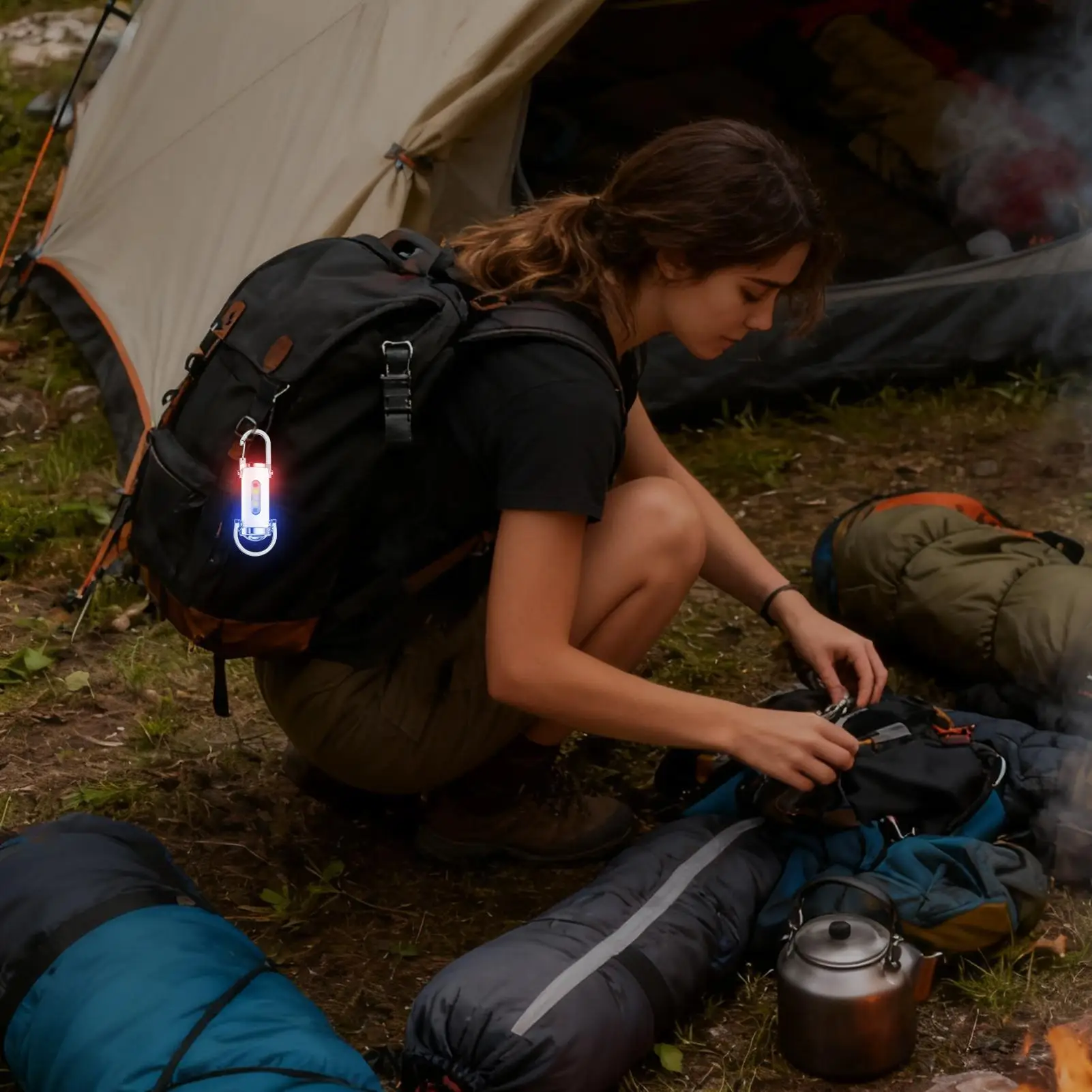 Rechargeable Keychain Flashlight Rechargeable Bright 7 Settings LED Keychain Light Small Flashlight For Outdoor Camping Hiking