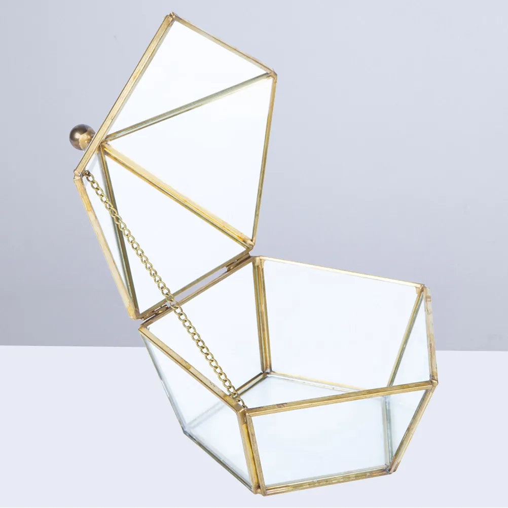 

Hexagon Ring Box Modern Geometric Jewelry Display Container Travel Organizer for Earrings Rings Necklaces Bracelets Wedding