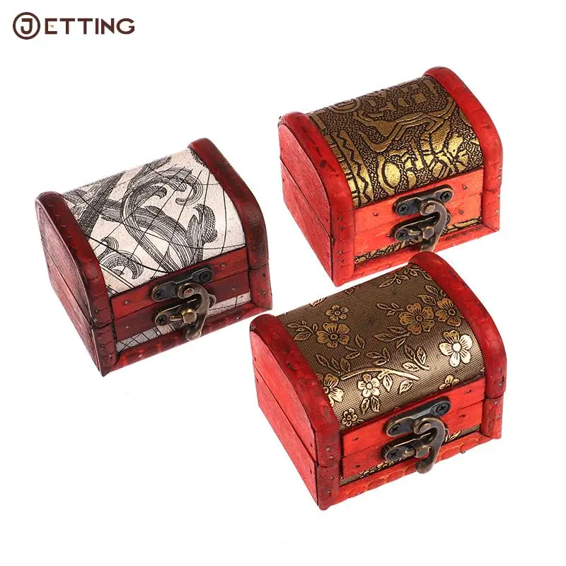 Mini coffre en bois antique, coffret de rangement pour bijoux, coffret cadeau, 1 pièce