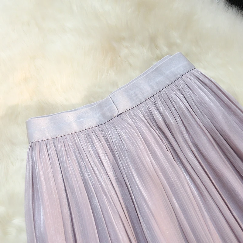 Seoulish Spring Summer Elegant Women's Mesh Skirts 2024 New High Waist Korean Style Solid A-Line Midi Skirts Female