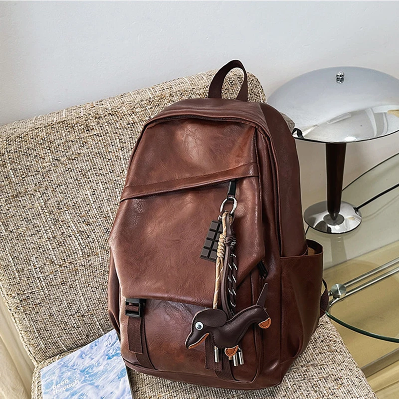 

PU Leather Vintage Women's Backpack 2026 Spring New Large Capacity Multi-pockets Outdoor Climbing Bags Zipper Easy Carrying Bag