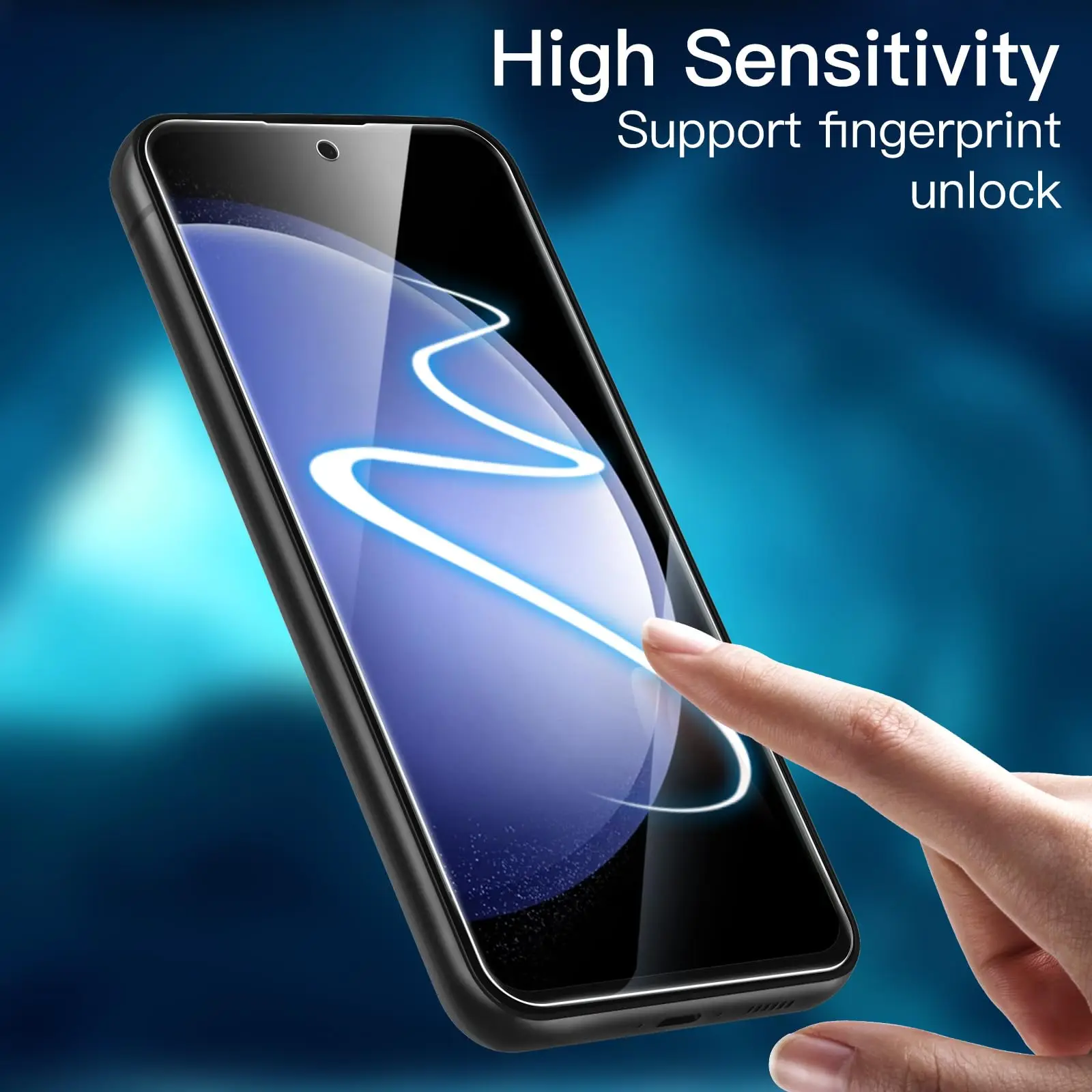 Screenprotector voor Galaxy S23 FE Samsung, gehard glas Crystal HD 9H hoog aluminium anti-kras behuizingvriendelijk