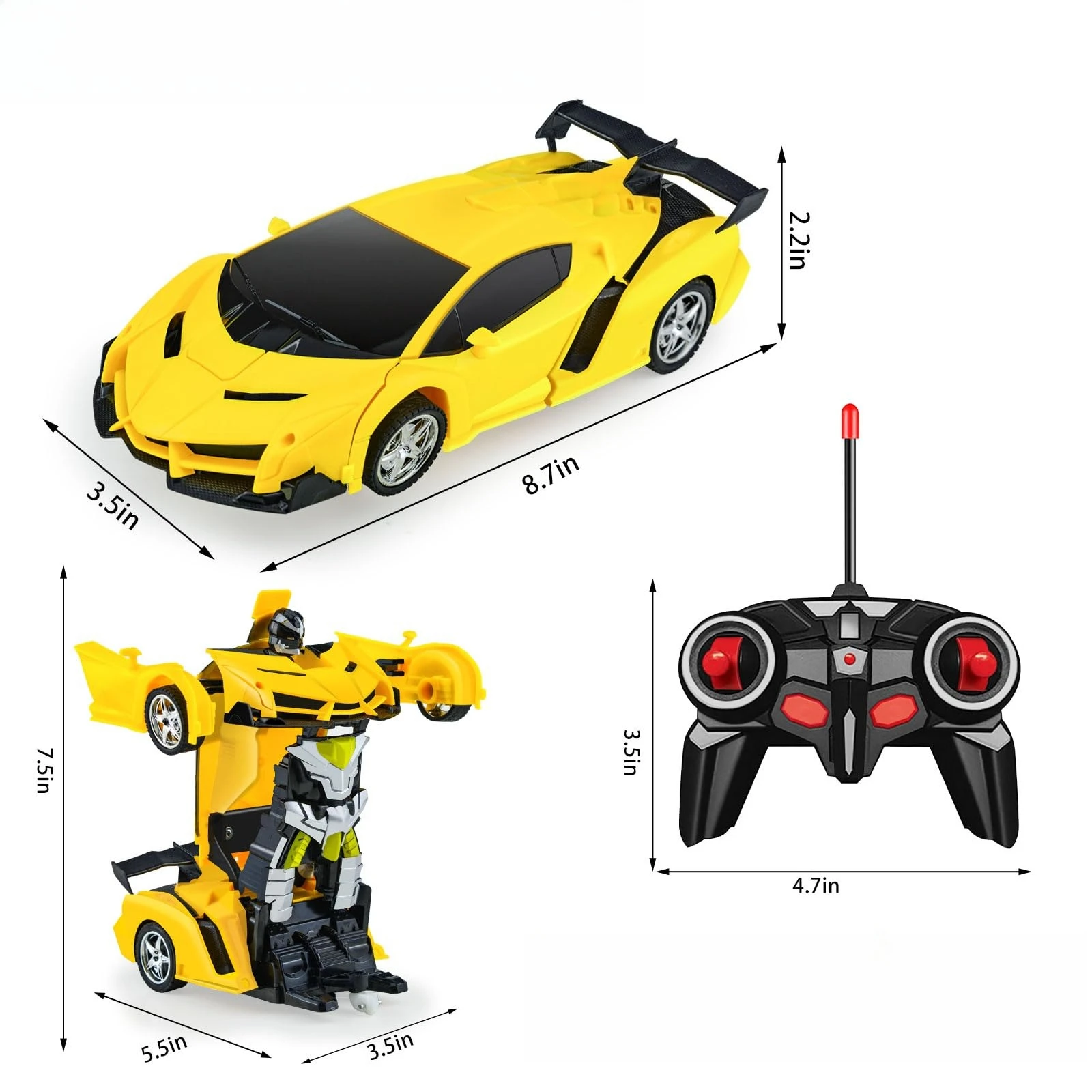 2-in-1 RC Transforming Robot Car Toy – Mini Remote Control Deformation Vehicle with Lights & Sound, Gift for Boys Kids 4-10