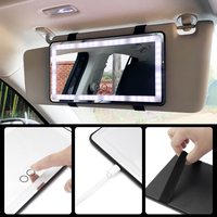 LED Touch Screen Switch Makeup Mirror Universal Car Interior Rechargeable Sun Visor High Clear Vanity Mirror 260x135mm