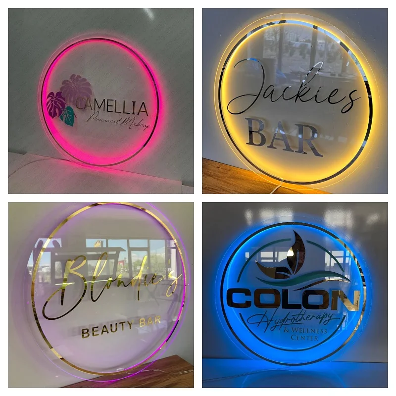 Personal Business Logo Metal Signs Custom 3D Acrylic Sign  Company Name Beauty Salon Nail Hair LED Neon Light Office Decor