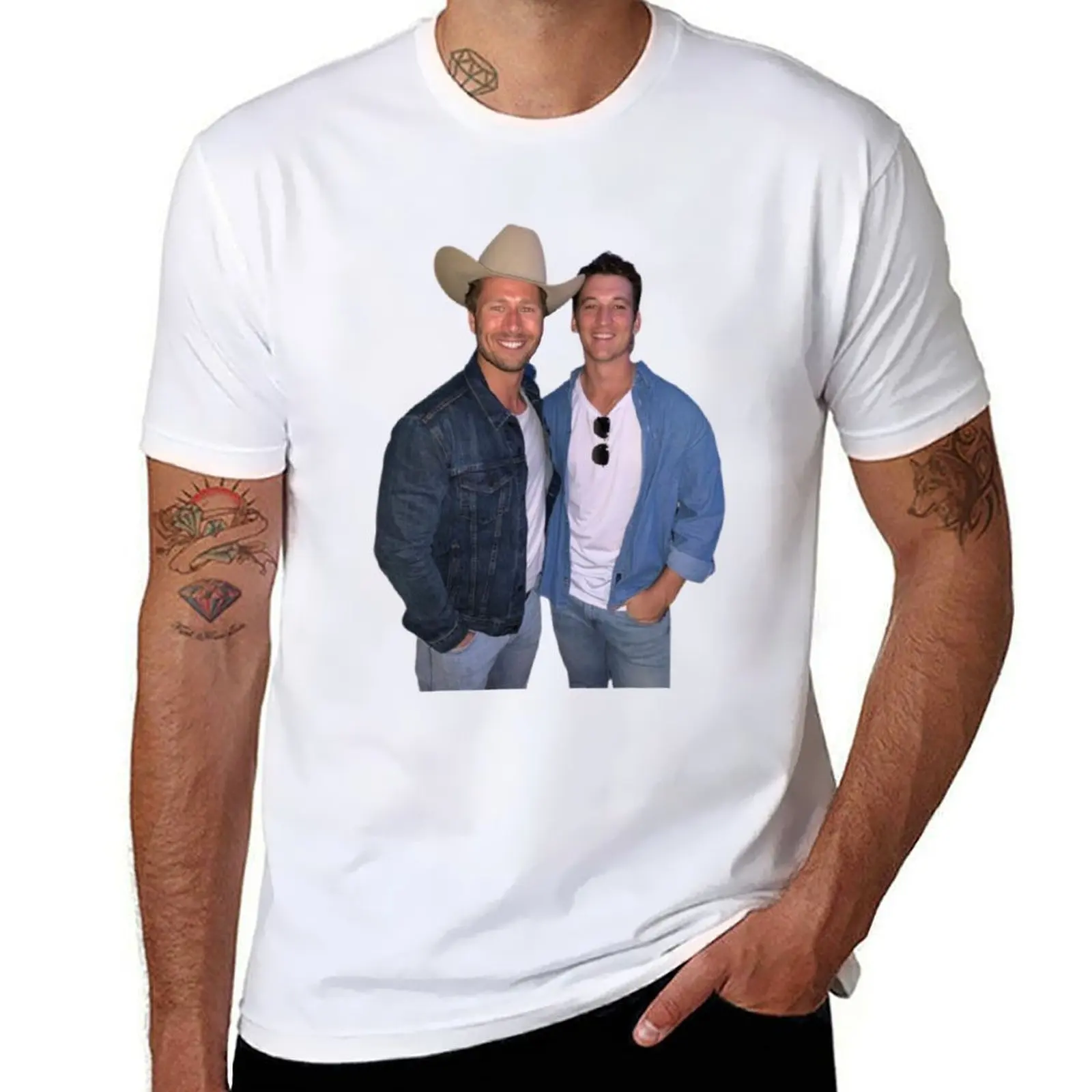 

Glen Powell & Miles Teller T-Shirt man t shirt designer cotton t shirts man 100% T-Shirt