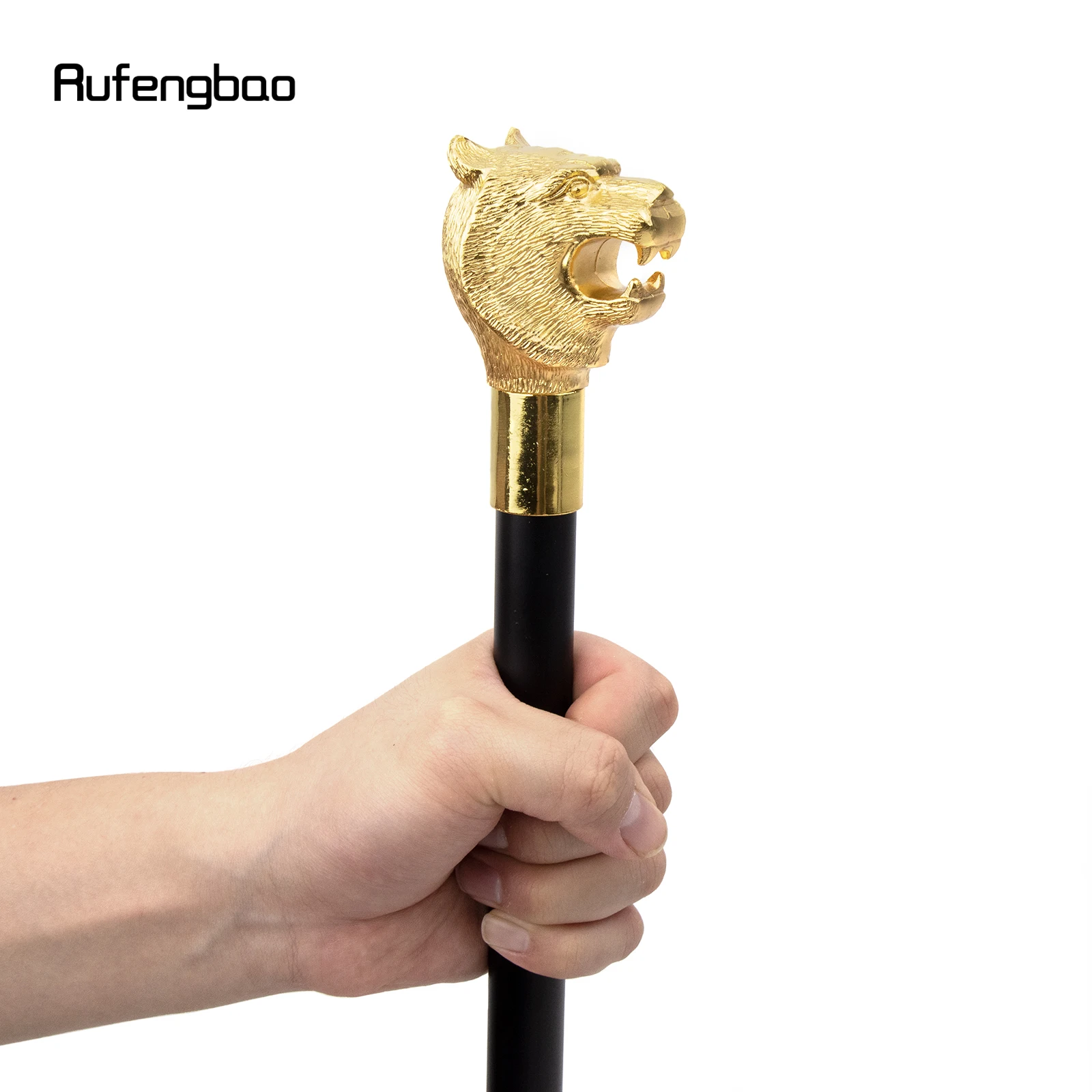 Gold Luxury Tiger Head Handle Fashion Walking Stick for Party Decorative Walking Cane Elegant Crosier Knob Walking Stick 93cm