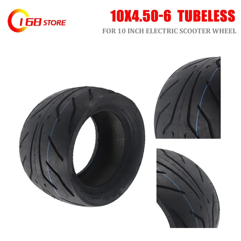 TUOVT 10x4.50-6 Tubeless Tire for Electric Scooter 10 Inch 4.50-6 Vacuum Wear-Resistant Wide Tyre Accessories