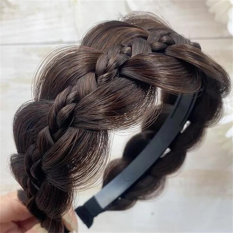 1 Piece Fishbone Braid Wig Hairband Vintage Women\'s Handmade Styling Non-slip Headband Bridal Gift Hair Accessories