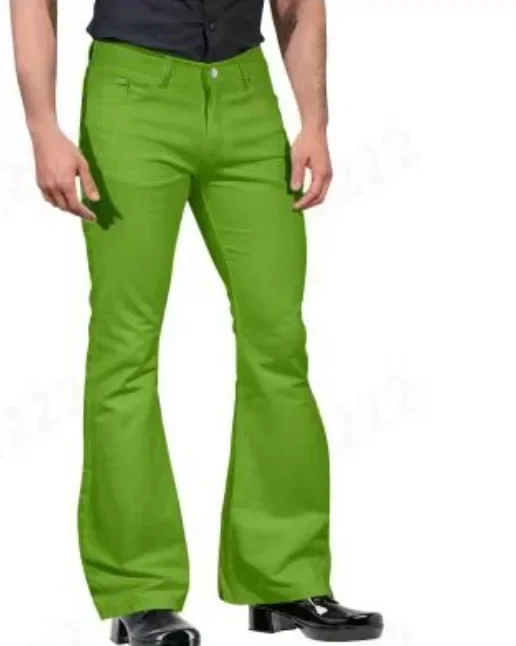 Men's Casual Vintage Bell-bottom Pants Fashionable Male Straight Leg Pants Loose Fit High Waist Elastic