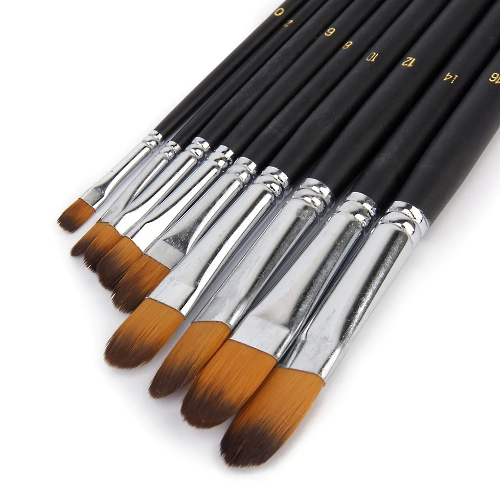 

9pcs Flat Set Acrylic Watercolor Oil Painting Brush Artist Brush Set Oil Painting Artist Canvas Student Gifts