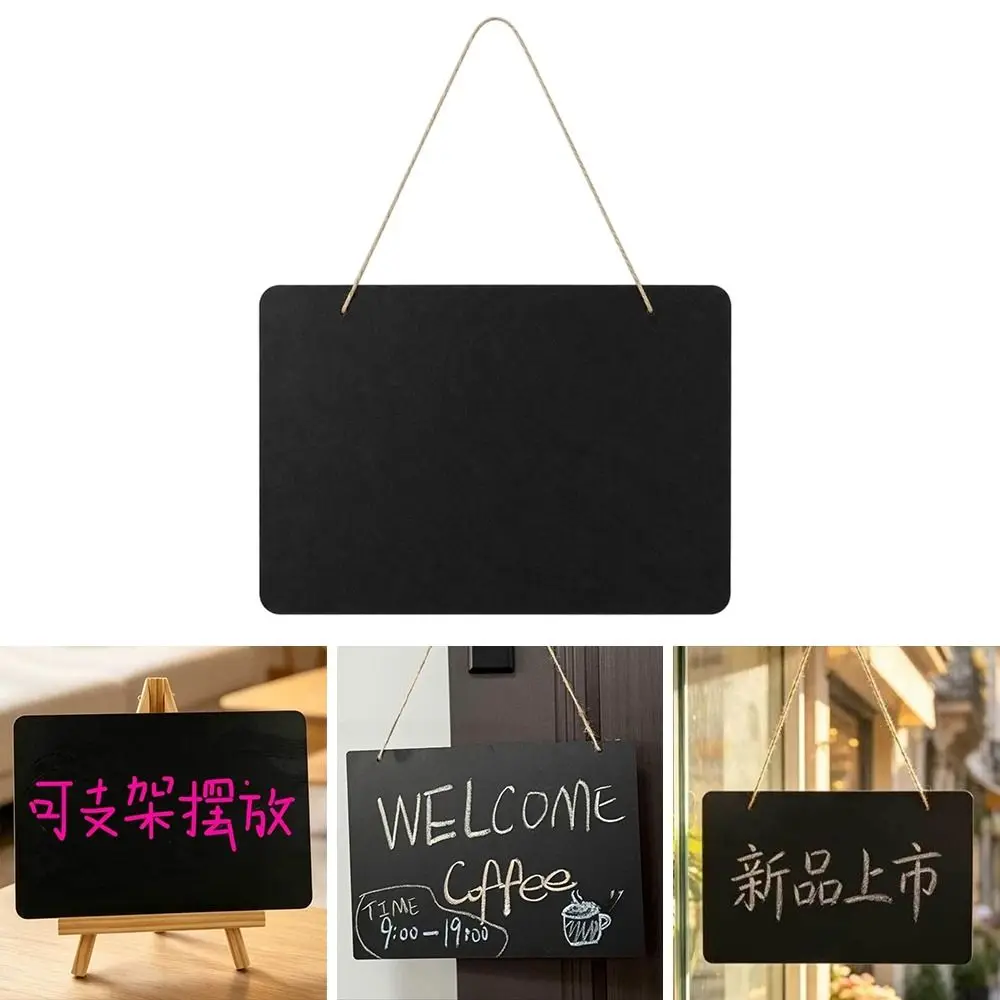 Wooden Hanging Chalkboard Sign Double Sided Using with Rope Message Board Reusable Writing Hanging Display Plaque Cafe Shop