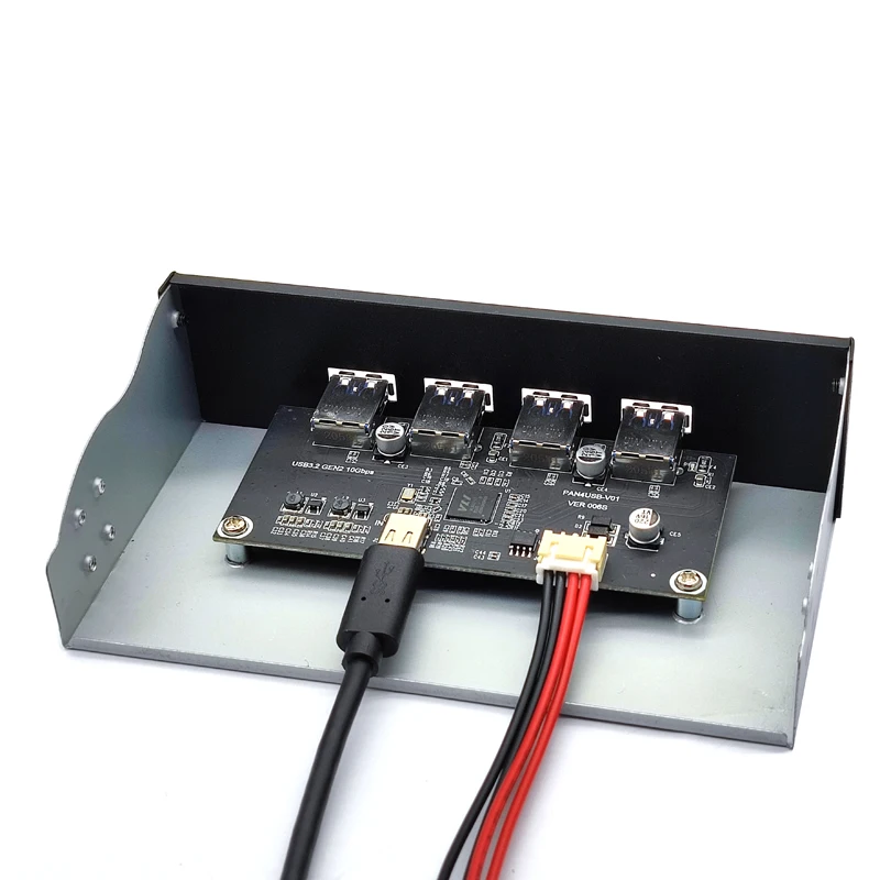 4 Port Usb 3.2 Gen2 Voorpaneel 20Pin TYPE-E Splitter 10G USB3.1 Hub Uitbreiding Adapter 60Cm Verlengkabel voor 5.25 "CD-ROM Bay
