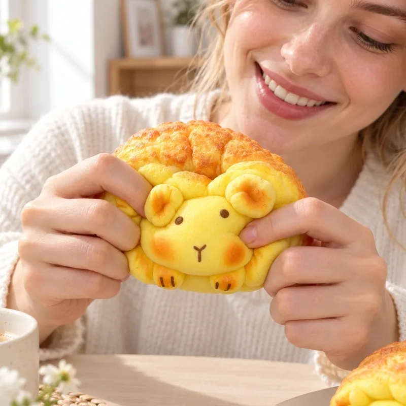 Cartoon Slow Rebound Simulation Pinch Cute  Cartoon Sheep Shaped Bread Decompression Model Props Decoration Ornaments