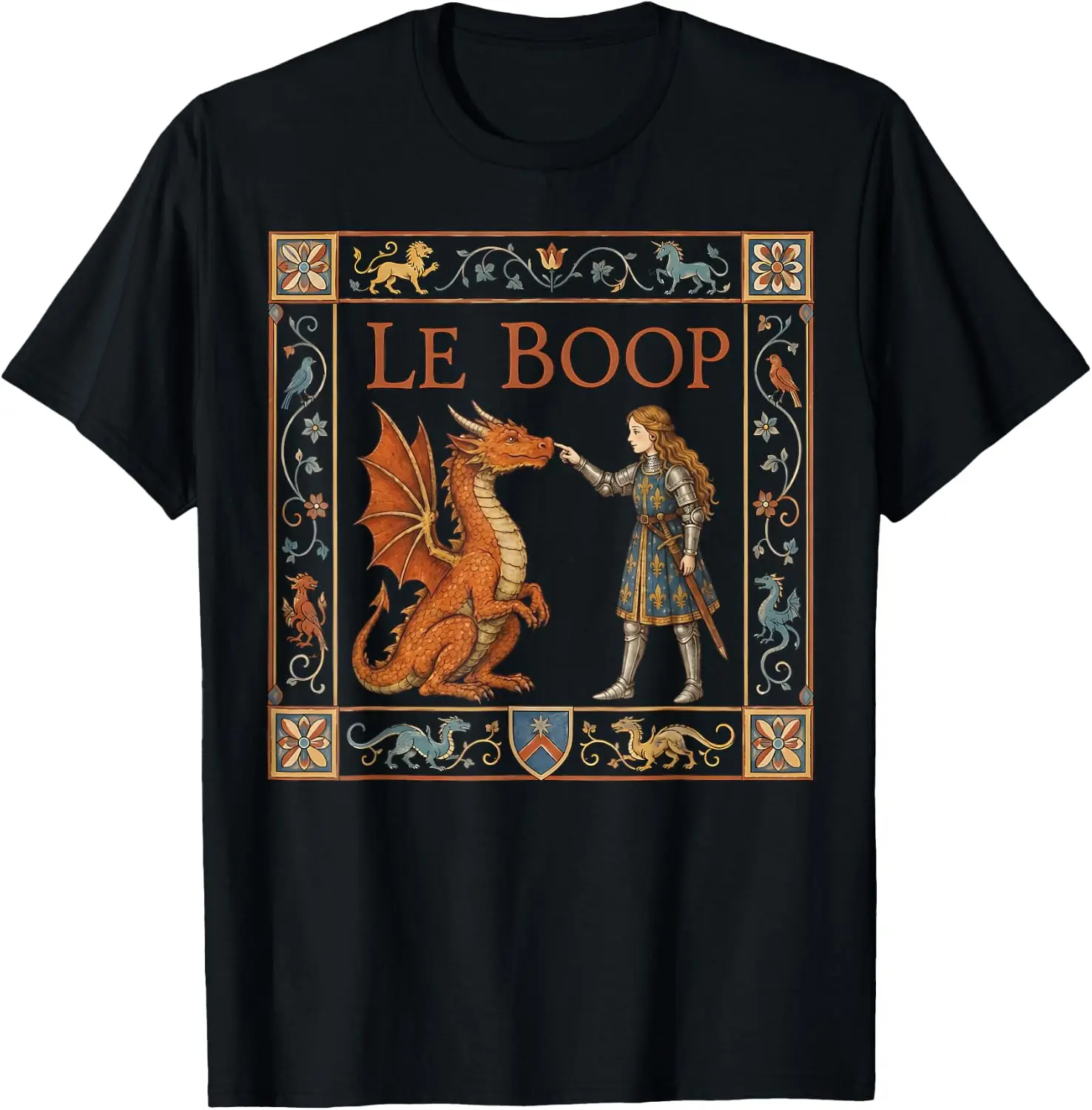 Le Boop Medieval Female Knight Dragon Renaissance Fair T-Shirt
