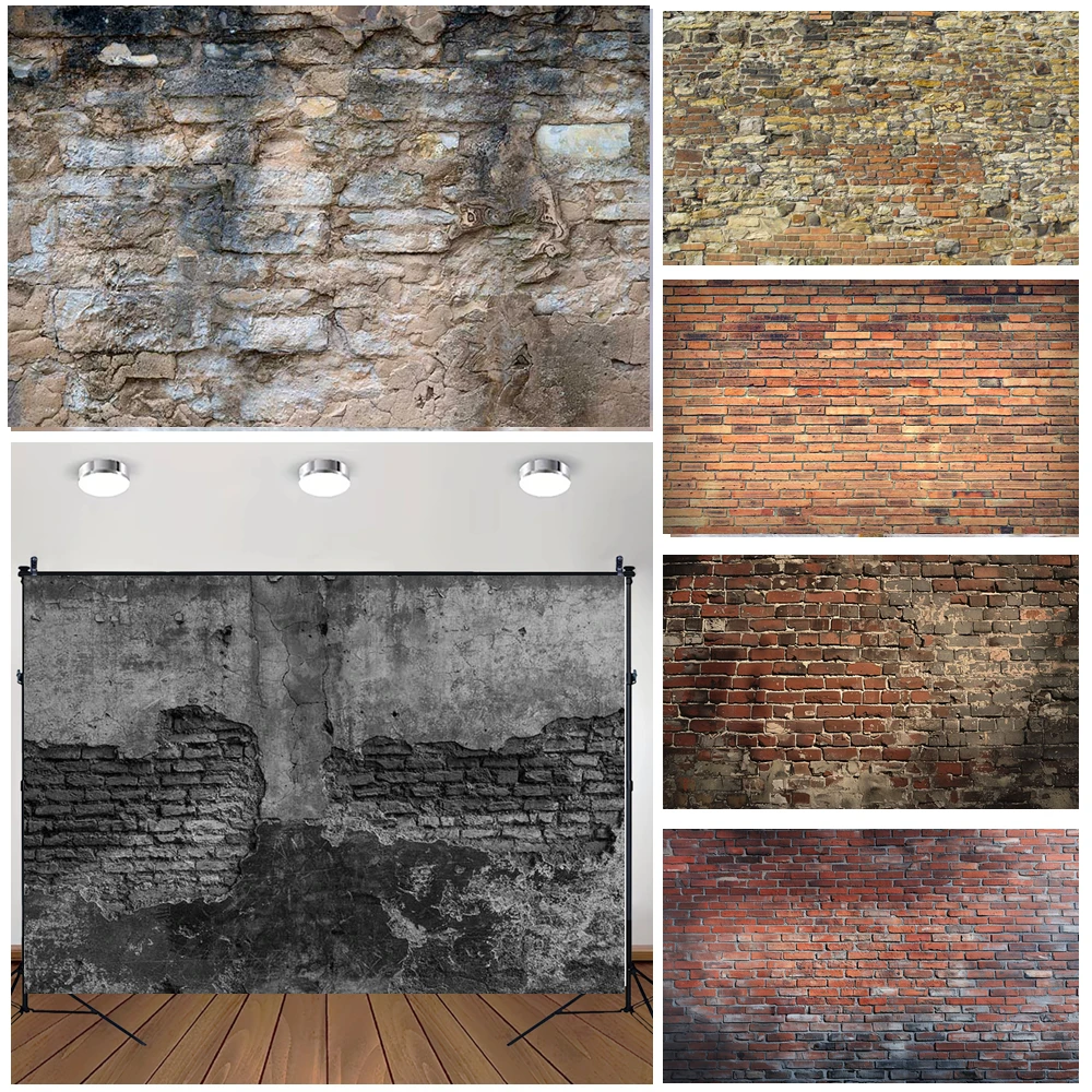 MOON.QG Vintage Brick Texture Backdrops For Photography Family White Photo Background Photocall Wall Party Supplies Shooting #1