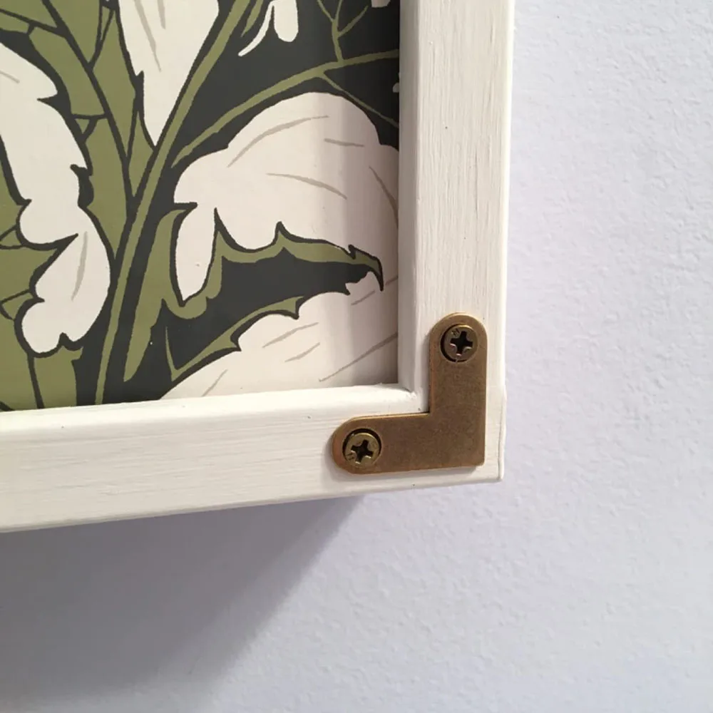 8Pcs L Shape Brass Flat Corner Bracket Joint Flat Corner Brace Plate Support Drawer Fixed Antique Corner