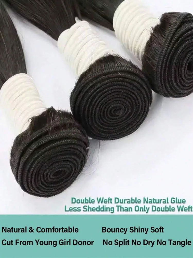 Pacotes longos e retos 12-42 Polegada extensão do cabelo natural cor preta pacotes de cabelo humano para mulheres pacotes preto natural