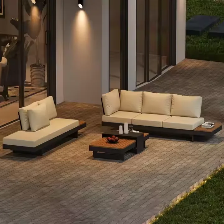 

More Design High Quality Simple Waterproof Leisure Patio Furniture Sectional Wood Garden Outdoor Sofa