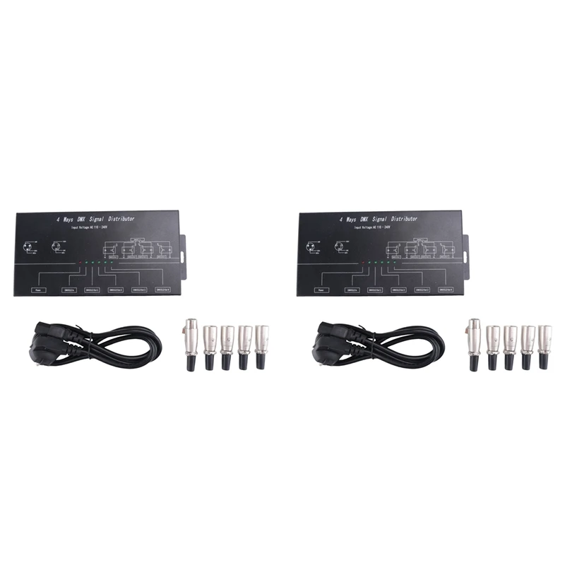 2X DMX512 Amplifier Splitter DMX512 Signal Repeater 1CH DMX121 4CH 4 Output Ports DMX124 Signal Distributor, AC100V-240V