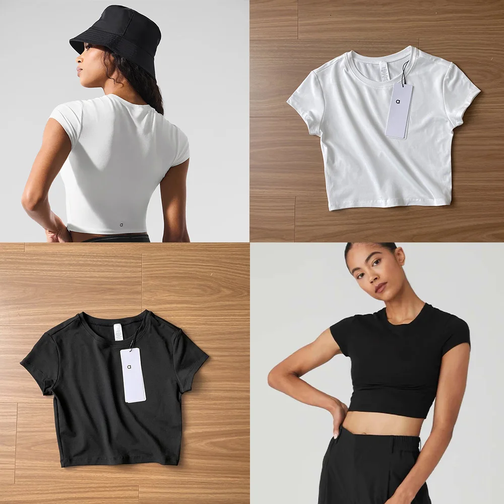 

Футболка для йоги, женский укороченный топ с короткими рукавами, женская облегающая футболка, хлопковая футболка с короткими рукавами, спортивная повседневная футболка для тренировок, йоги