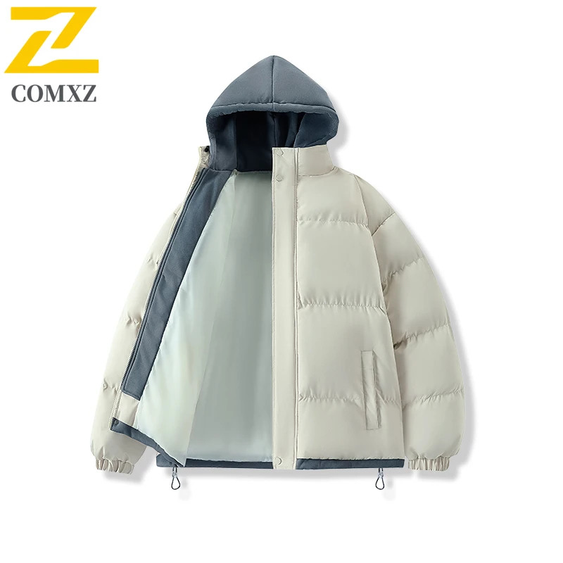 Men Parka Coat Winter Warm Hooded Lightweight Windproof Outdoor Snow Hiking Padding Coat Travel Casual Cold Proof Bread Jacket