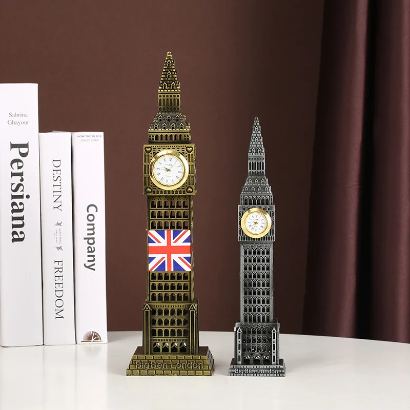 3D metalowy słynny Model budynek zabytkowy antyczny londyński posąg Big Ben pamiątkowy prezent wystrój domu z zegarem do dekoracji domu