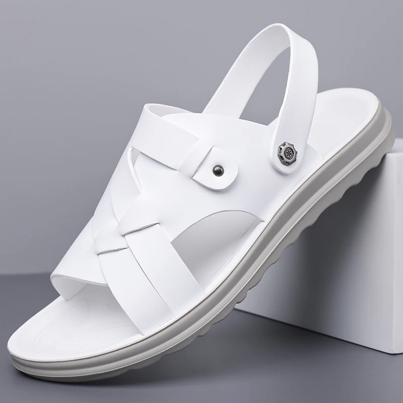 Summer Men Comfort Roman Sandals Fashion Breathable Anti-Slip Soft Sole Slides Outdoor Driving Beach Shoes-9025