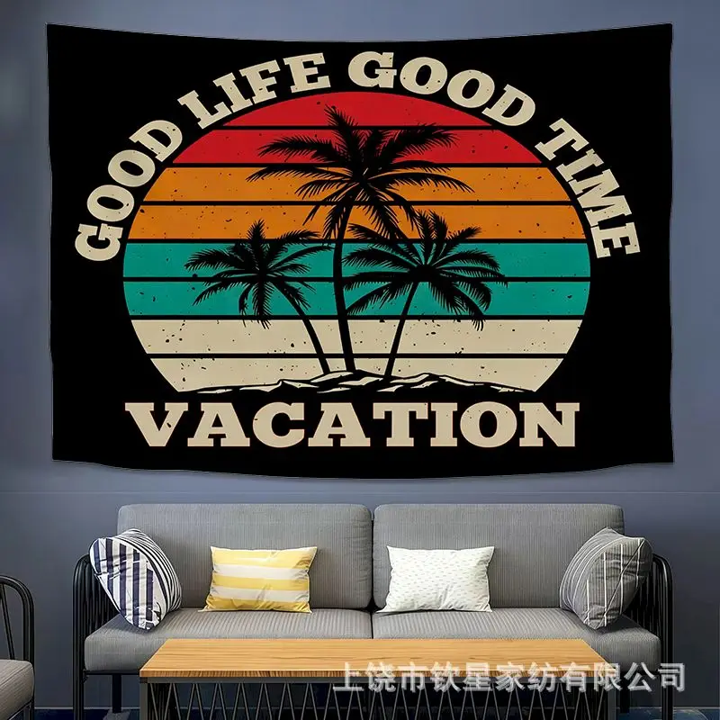 VIKAMA Retro Tropical Sunset Tapestry Wall Hanging, 6 Designs, Wall Decor for Bedroom Living Room Dorm