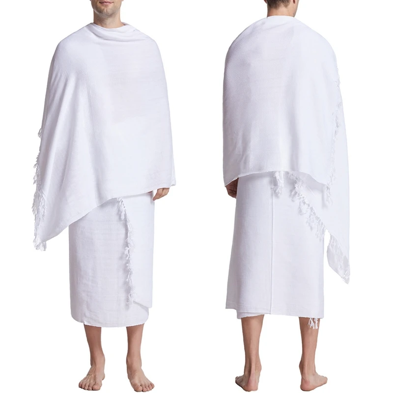 Ihram Pilgrimage Towel for Arab Mecca Hajj Clothes Men Islamic Ramadan Prayer Worship Costumes Shawl Jubba Thobe