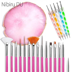 Nail Brushes Set Professional Nail Supplies For Acrylic UV Gel Drawing Dotting Manicure Nail Art Design Tools Makeup Accessorie
