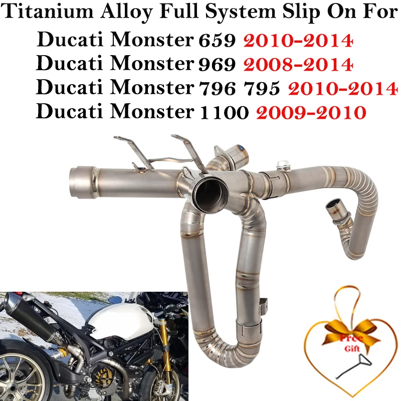 

Titanium Alloy For DUCATI MONSTER 659 696 796 1100 2008 - 2014 Motorcycle Exhaust Escape Modify Systems Front Link Pipe Mufller