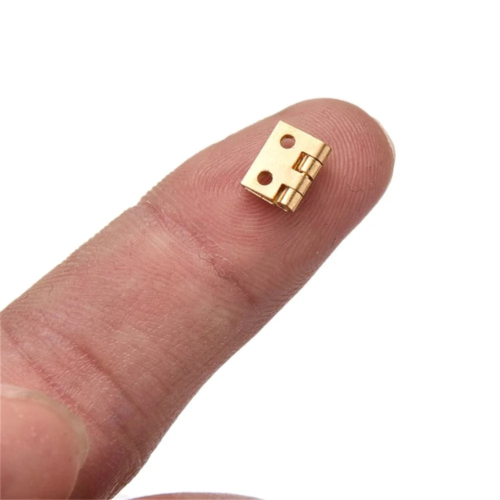 25 stücke Tiny Goldene Mini Kleine Metall Scharnier für 1/12 Haus Miniatur Schrank Möbel Armaturen Schränke 10X8mm home Hardware