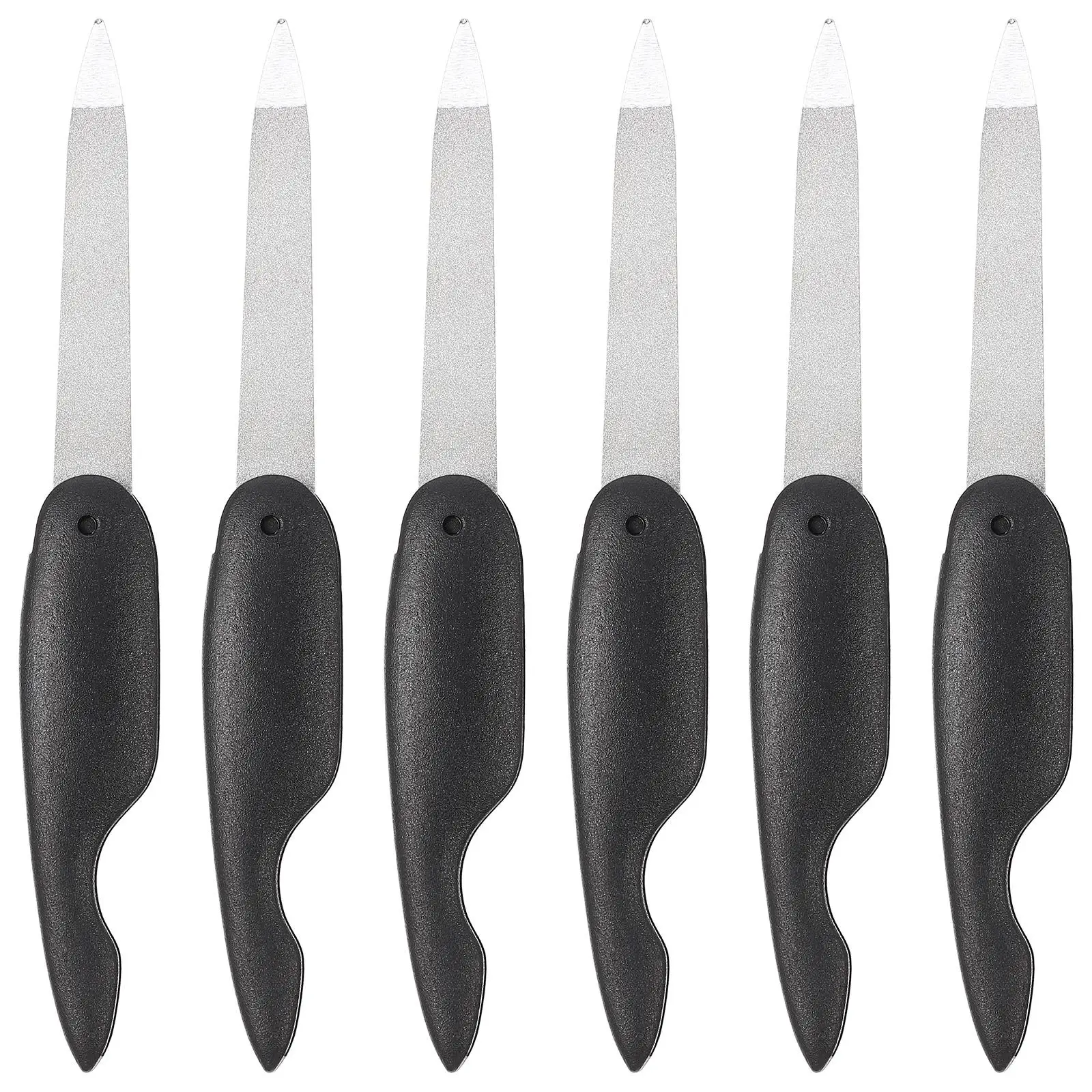 

6pcs Mini Bird Foldable Nail File Coarse Fine Polishing Manicure Pedicure Tools Stainless Steel Black Trim Finger Files
