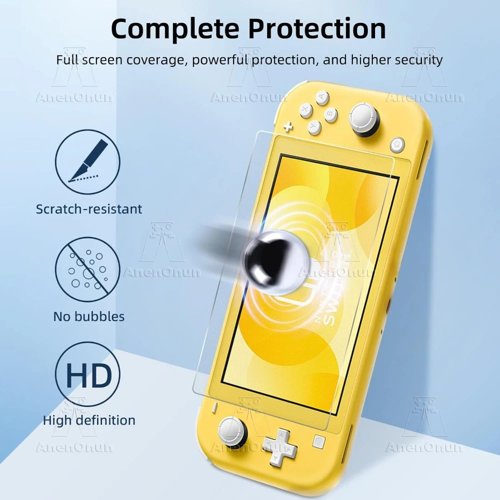 HD Clear Screen Protector for Switch Lite Shatterproof Scratch-Resistant Anti-Fingerprint Bubble-Free 9H Hardness Tempered Glass