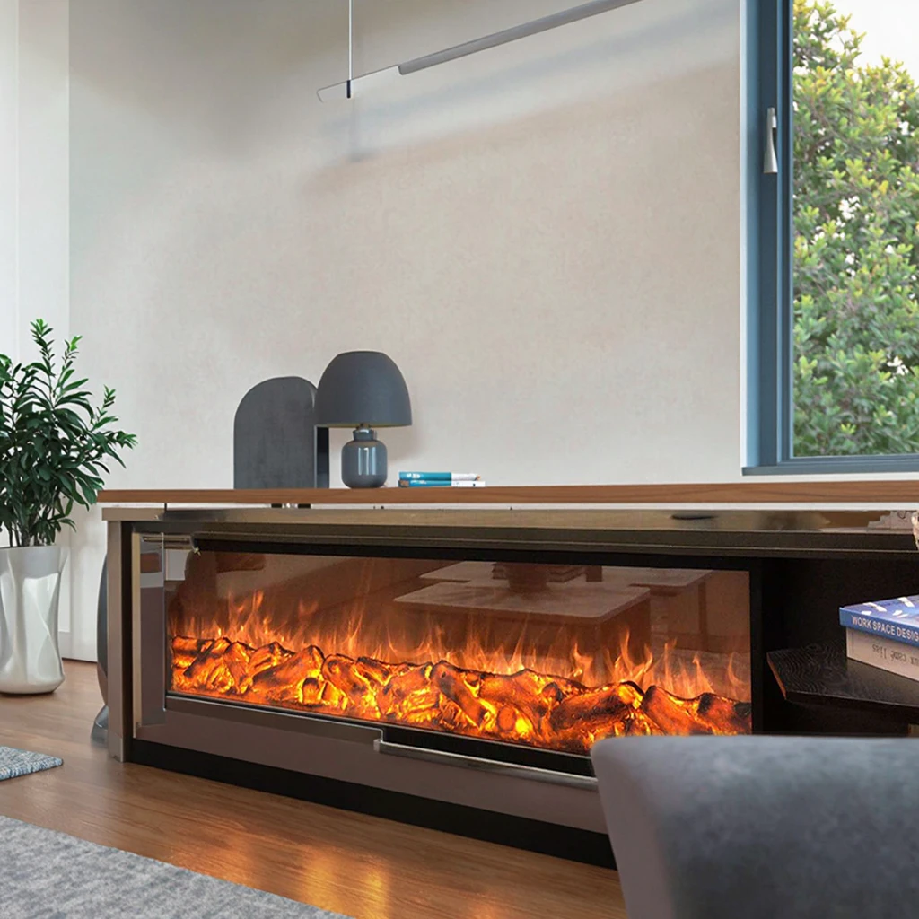 Custom European-style Simulated Flame Electric Fireplace Simple American LED Freestanding Modern Design Steel Construction Hotel