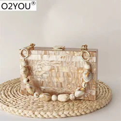 Pearl Light Brown Marble Striped Acrylic Box Clutch Evening Wedding Party Bride Purse Bags Handbag Gif Summer Mini Female Flap