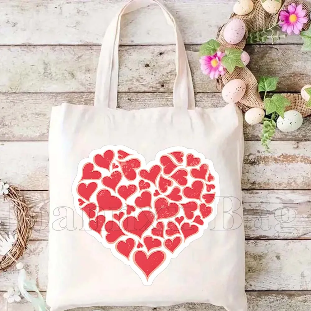 

COLORFUL LOVES Hearts Rainbow Word Love in Several Languages Cute Large Capacity Durable Canvas Tote Bag Cotton Shopping Handbag