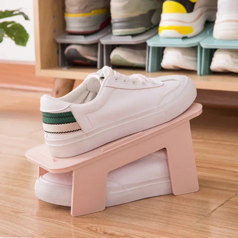 New Household Plastic Shoe Storage Rack Double Shoe Support Integrated Simple Space Economy Shoe Rack Save Space