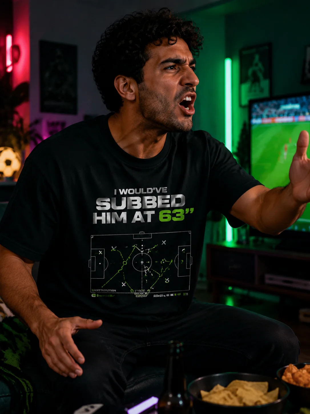 

Men Graphic T Shirt Short Sleeve Loose Fit 50% Cotton 50% Polyester Stretch Fabric Soccer Tactic Print Casual Summer Casual