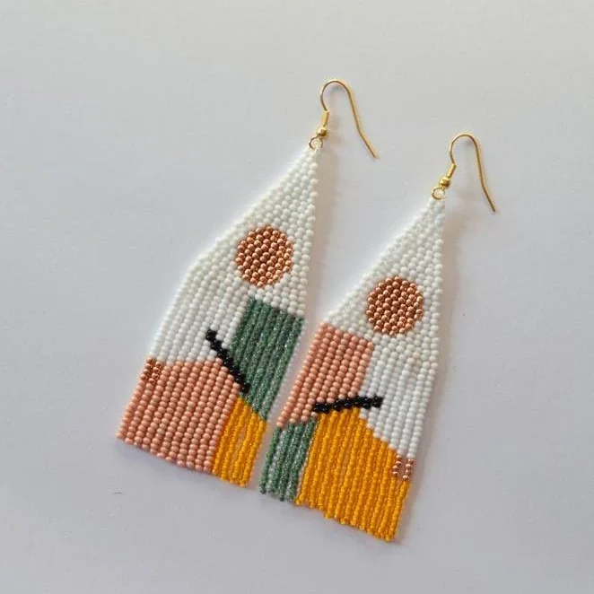 2025 Handmade Bead Earring Sunrise over the mountain Originality Design Hand knitting Bohemia Beaded earrings for Women