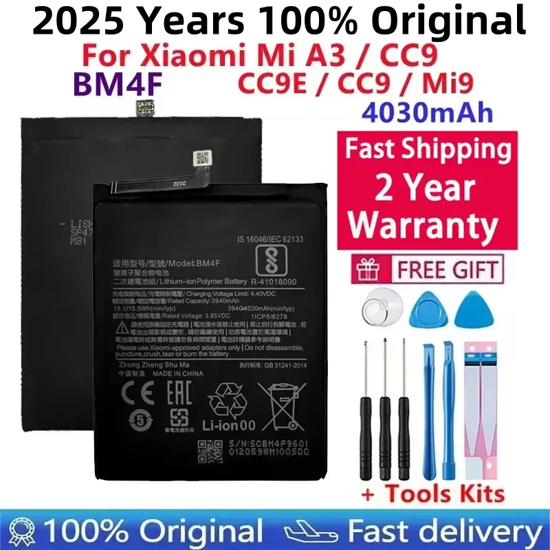 

2025 Years BM4F Original Battery For Xiaomi Mi 9 Lite Mi9 Lite / Mi A3 CC9 CC9e 4030mAh High Quality Phone Battery Fast Shipping