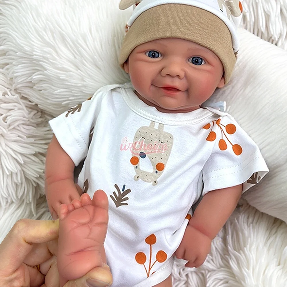 

Washable 17" Silicone Reborn Baby Boy Vivienne Artist Hand-Painted 3D Skin & Visible Veins Newborn Doll For Kids Birthday Gift