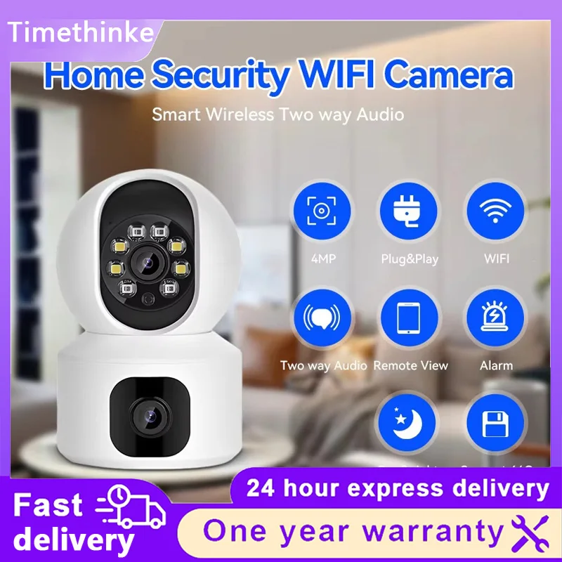 4MP HD Dual‑Screen WiFi Baby Monitor PTZ Camera AI Auto Tracking Two‑Way Audio Indoor Home Security Surveillance IP Camera