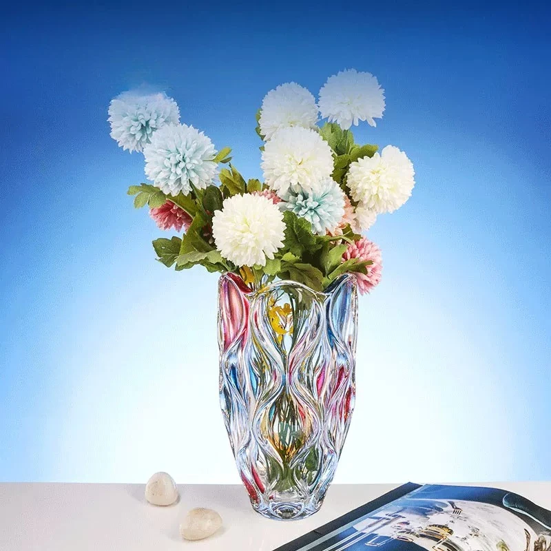 Crystal vase living room flower arrangement light luxury high sense, housewarming gift European decorative ornament