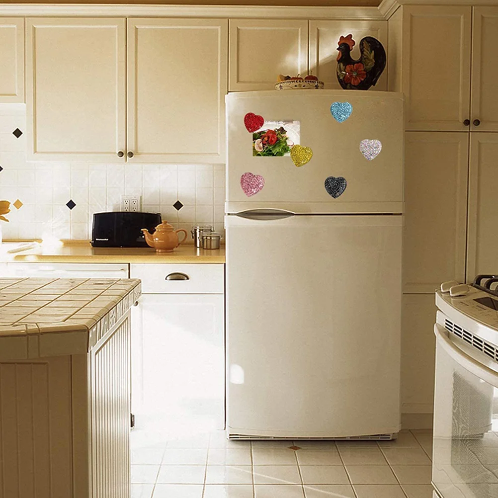

9Pcs Heart Rhinestone Refrigerator Magnets Creative Crystal Fridge Magnet Decorative Magnets for Home Kitchen Heart Magnet