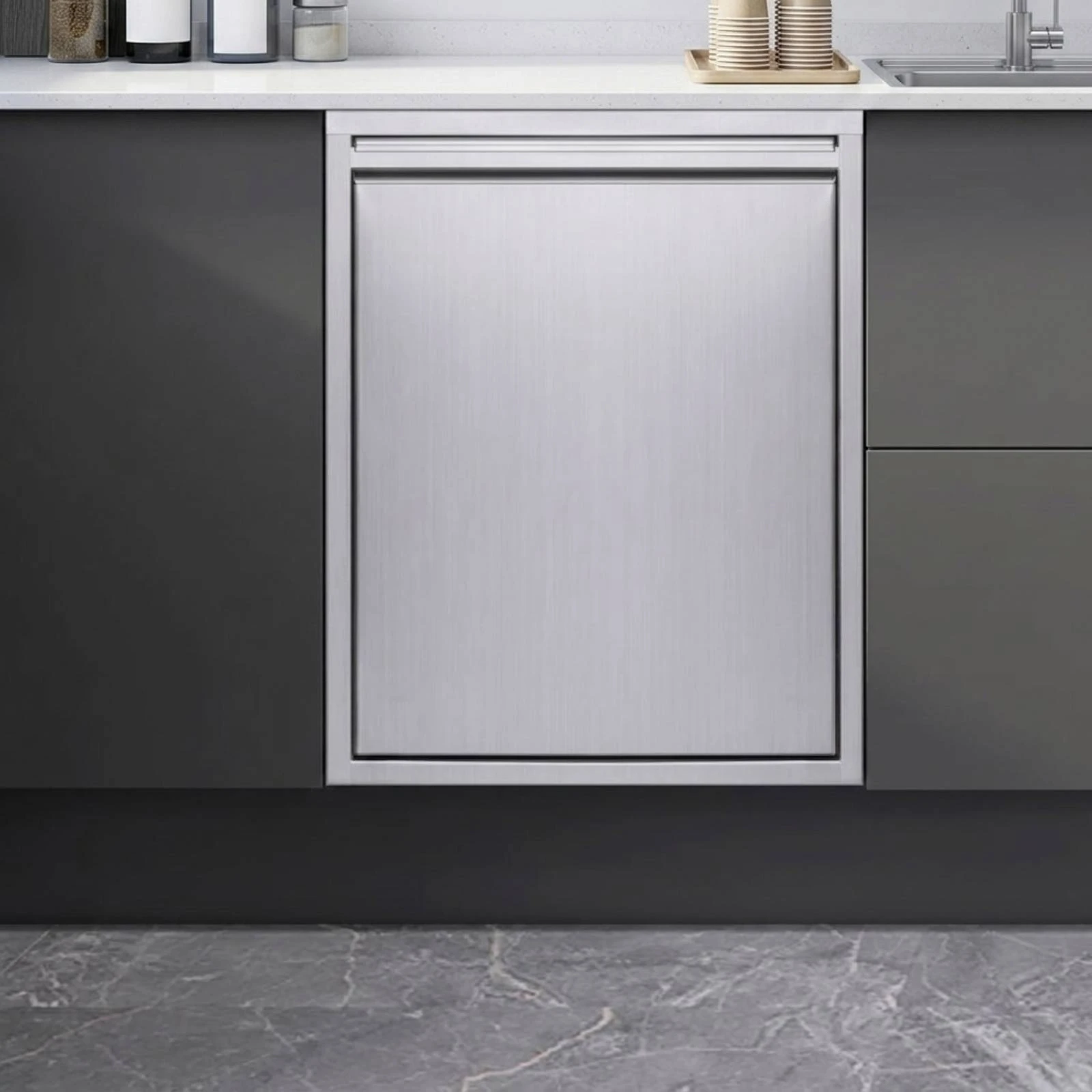 Concealed Trash Bin Concealed Wall-Mounted Trash Bin Wastebasket Detachable Removable for Kitchen, Cabinet