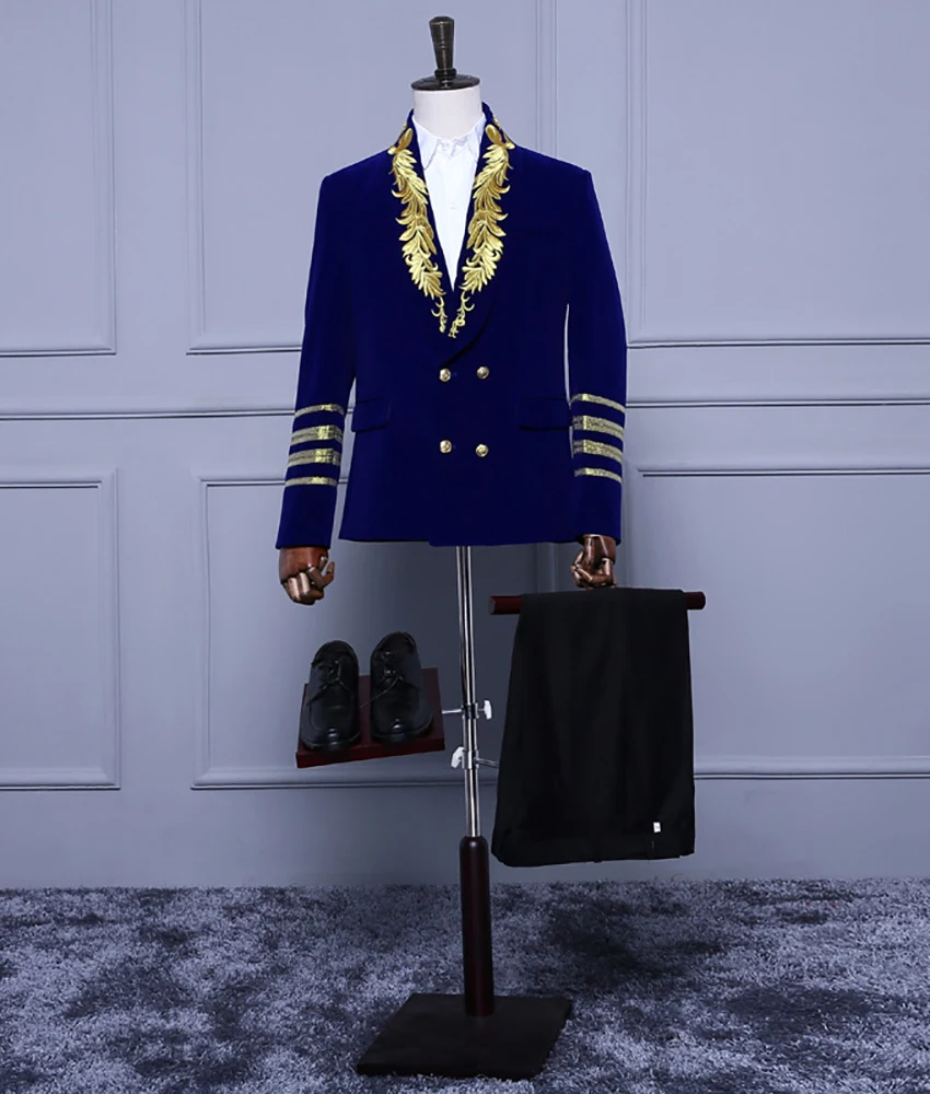 

Men's Fashion 2-Piece Suit, Double Breasted Jacket and Pants Set for Stage Performance, Party and Celebration Events。