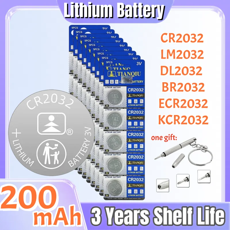 2-100PCS CR2032 Coin Cells Batteries CR 2032 DL2032 BR2032 KL2032 ECR2032 3V 200mAh Lithium Button Battery For Watch Remote Key